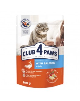 Вологий корм Club 4 Paws із лососем у желе для дорослих котів 24шт х 100г
